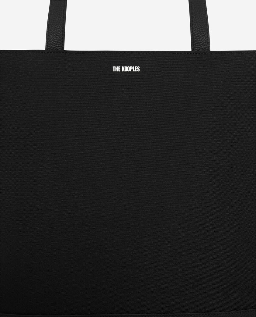 The Kooples MEN BLACK black canvas and grained leather tote bag