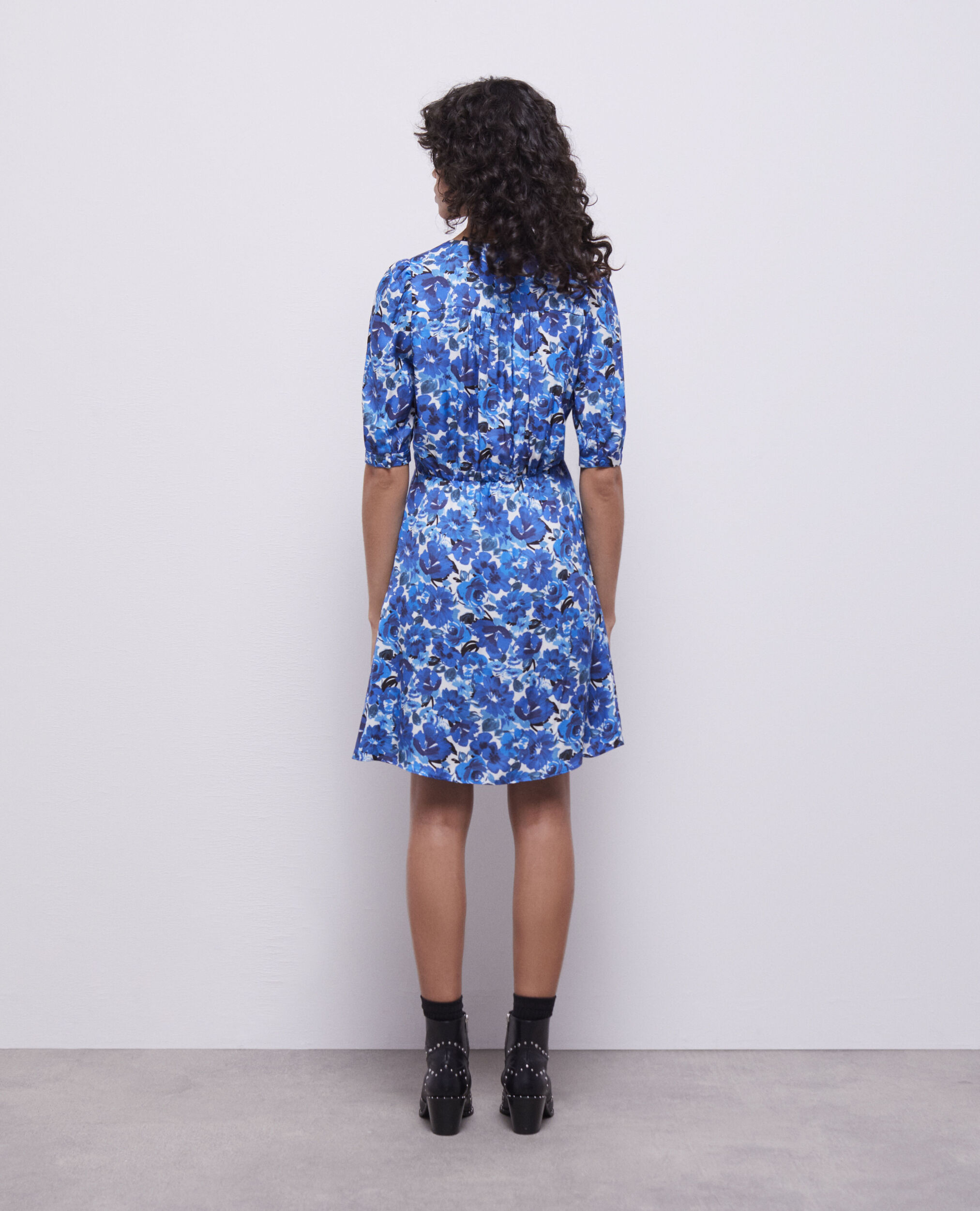 Robe portefeuille courte imprimée, BLUE WHITE, hi-res image number null