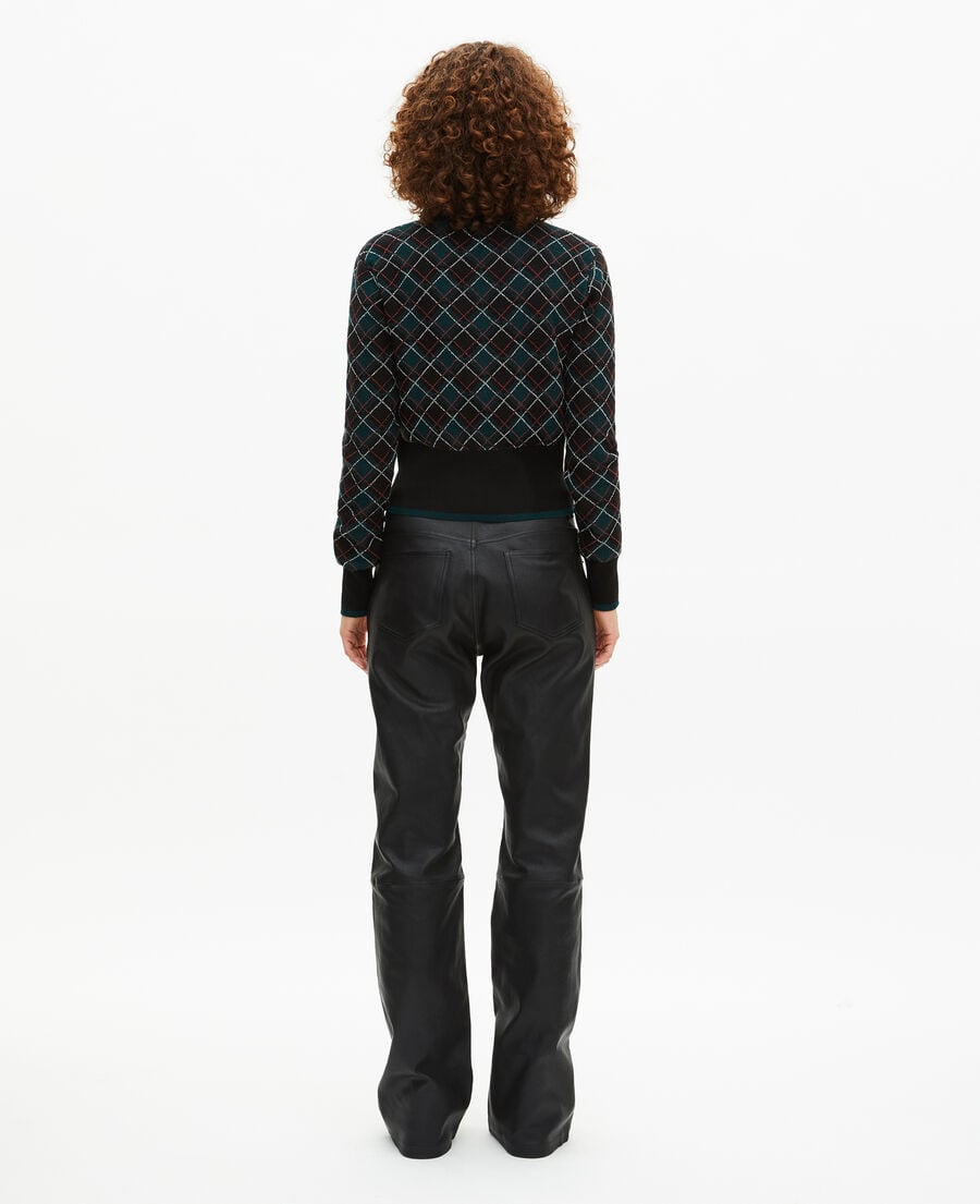 The Kooples F BLACK DARK GREEN black plaid sweater