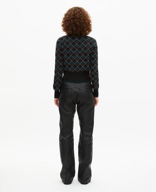 The Kooples F BLACK DARK GREEN black plaid sweater