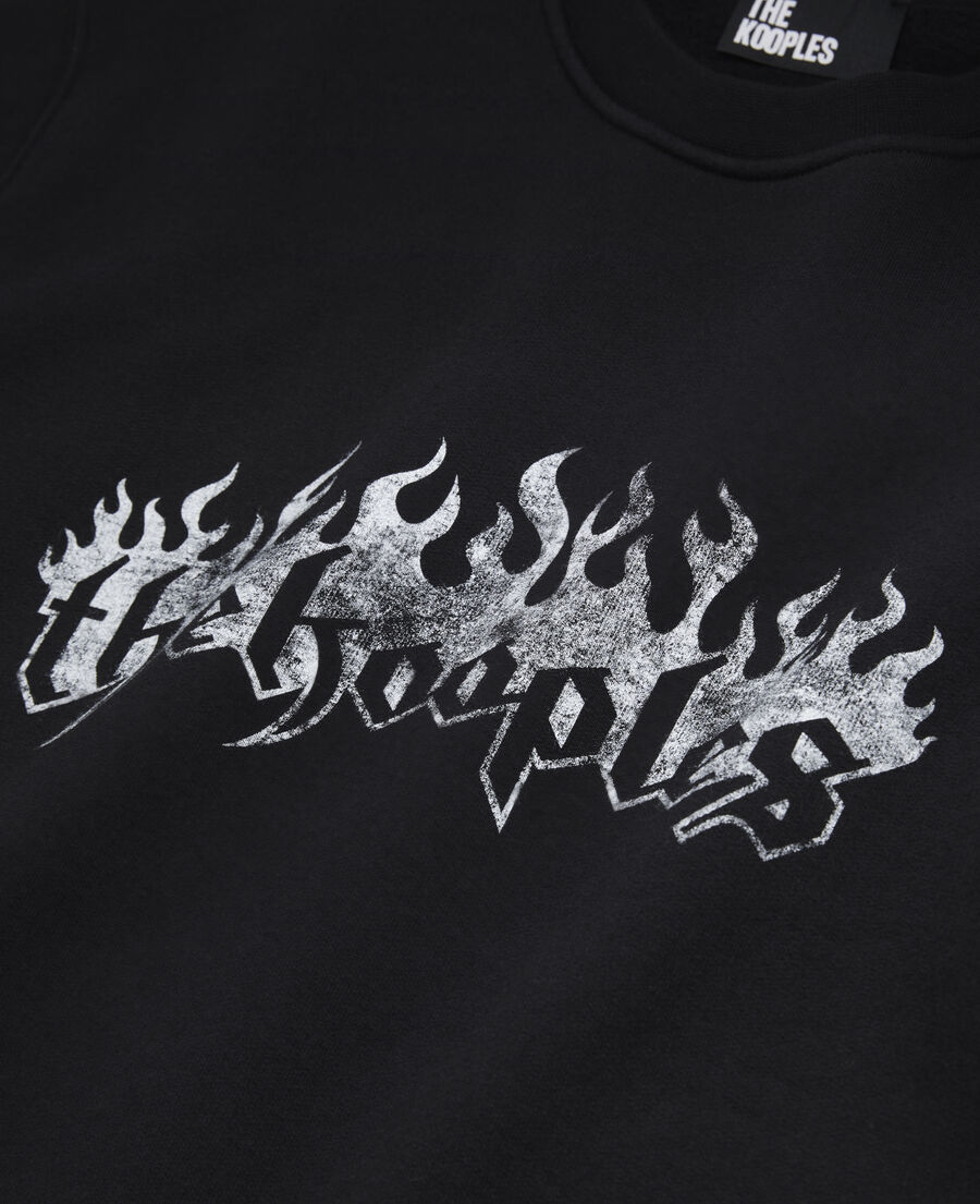 men's black sweatshirt with kooples on fire serigraphy