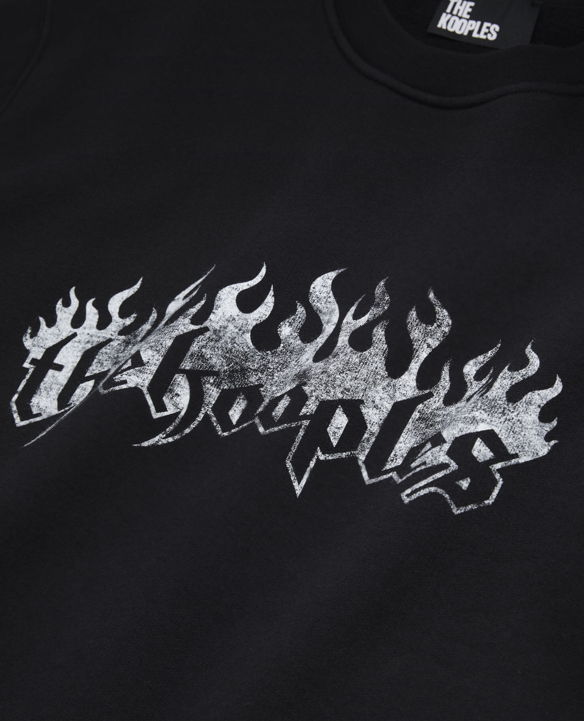 Men's Black sweatshirt with Kooples on fire serigraphy, BLACK, hi-res image number null