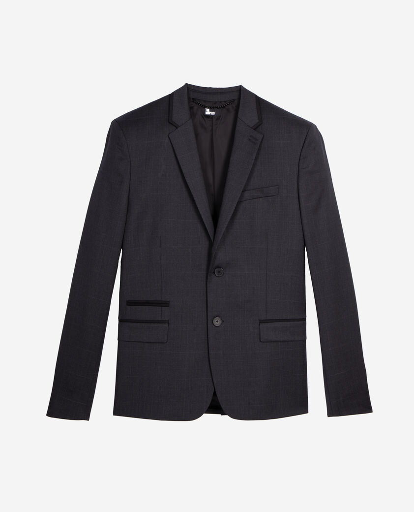 The Kooples HOMME DARK GREY veste de costume prince de galles en laine