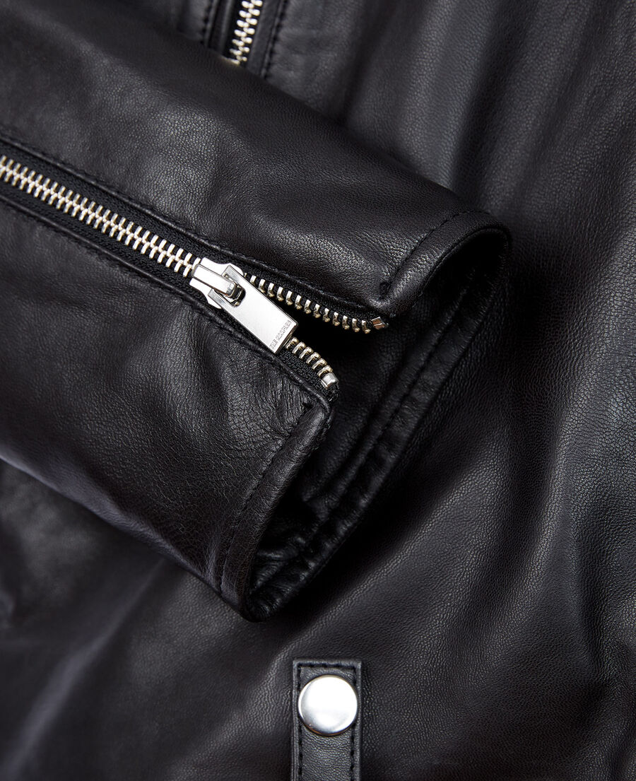 The Kooples H BLACK zipped black leather biker jacket
