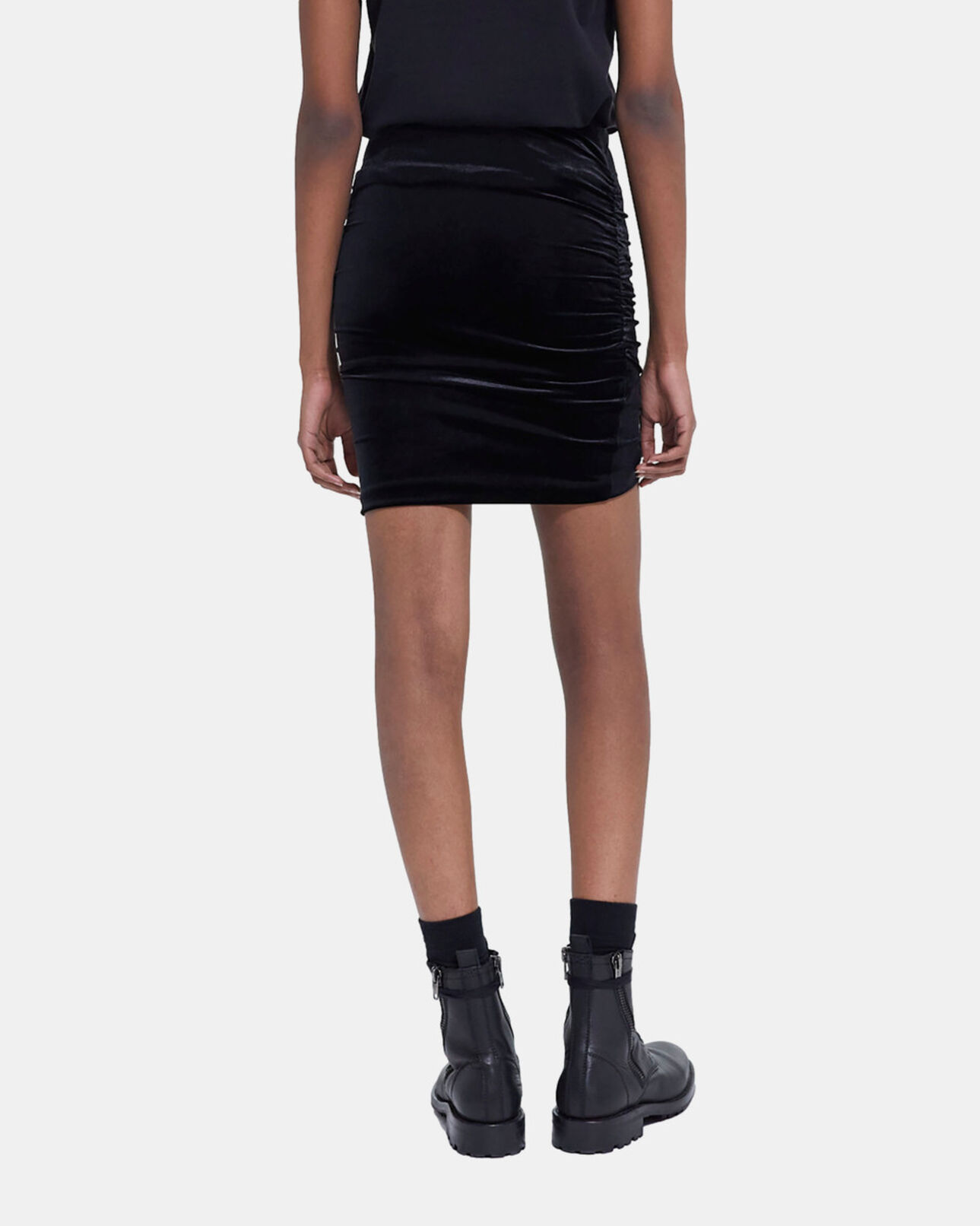 The Kooples FEMME BLACK jupe courte en velours noire