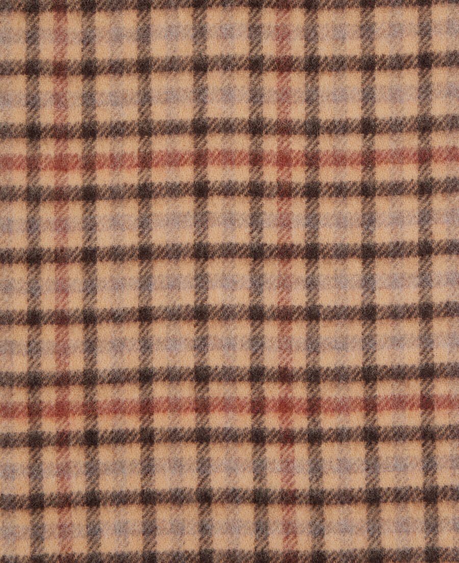 The Kooples M BEIGE / BROWN / BLACK checked wool scarf
