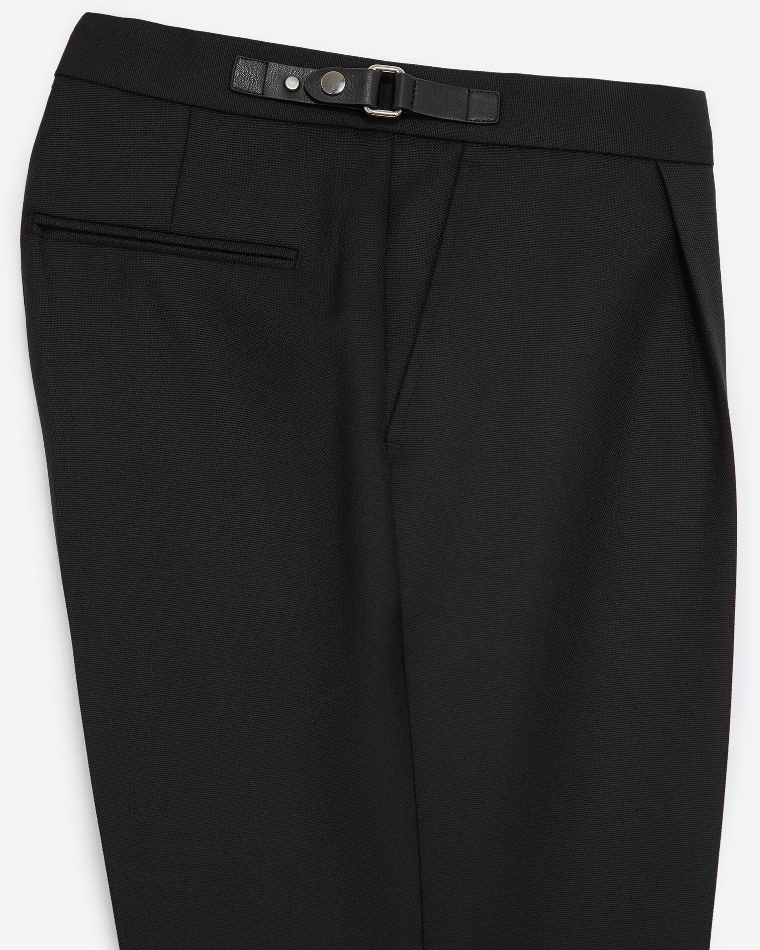 Straight black wool blend pants with pleats, BLACK, hi-res image number null
