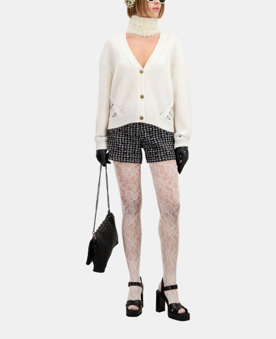 ecru wool-blend cardigan