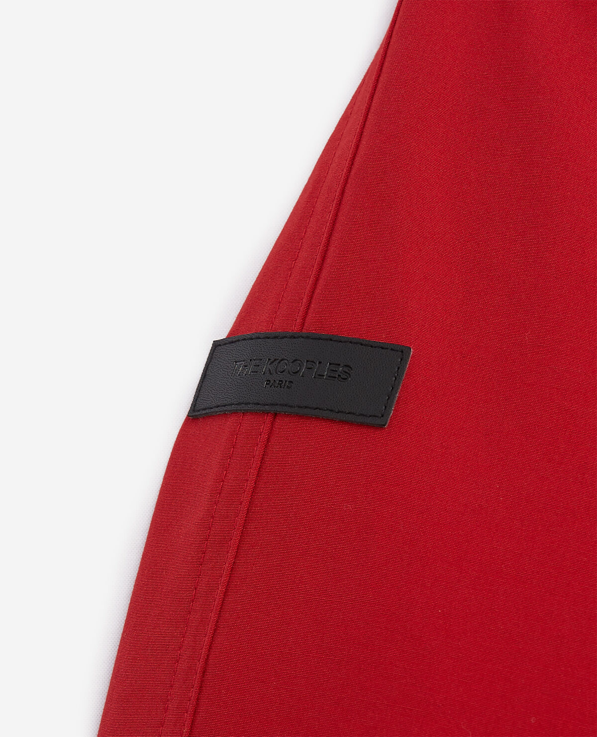 Short red down jacket