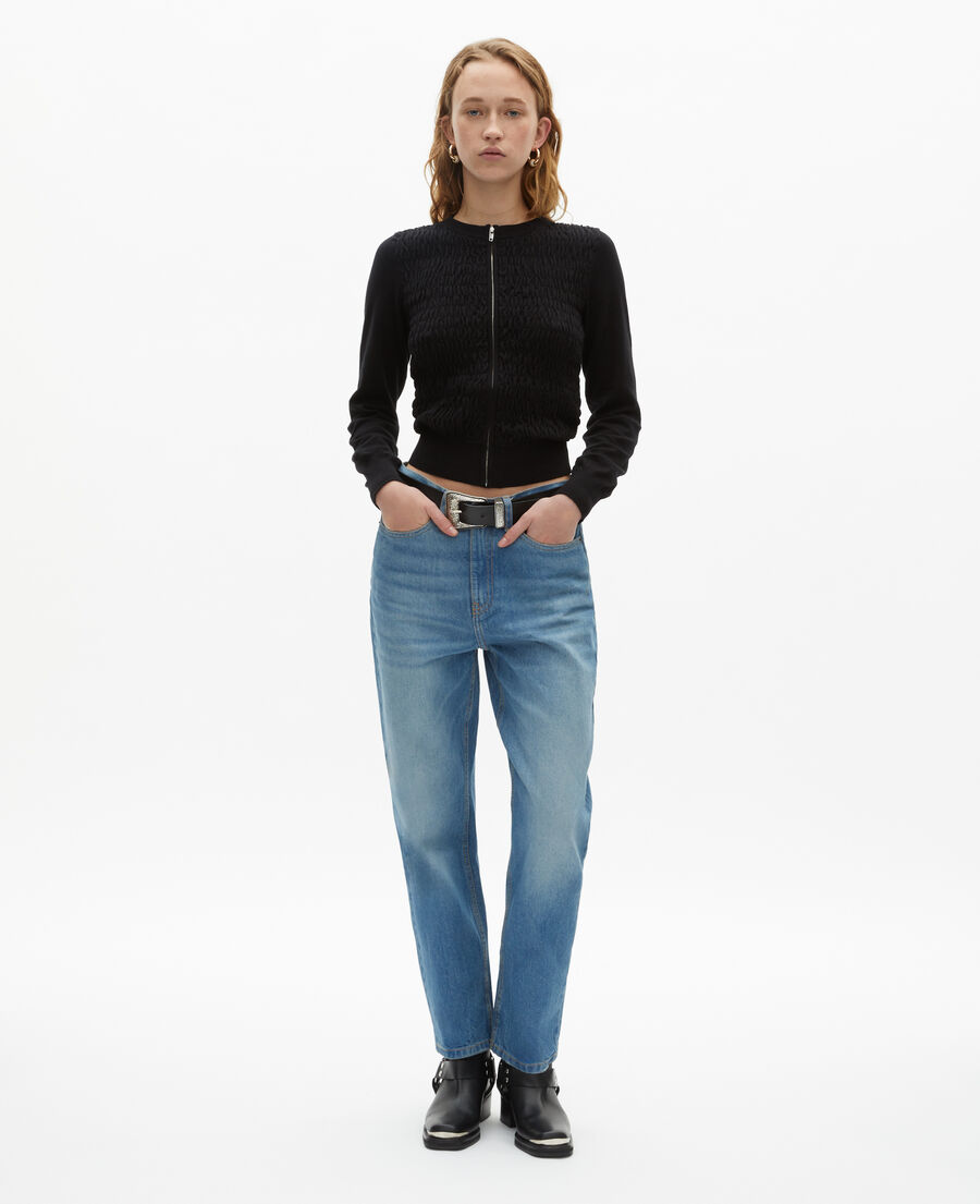 The Kooples WOMEN BLACK black zipped cotton cardigan