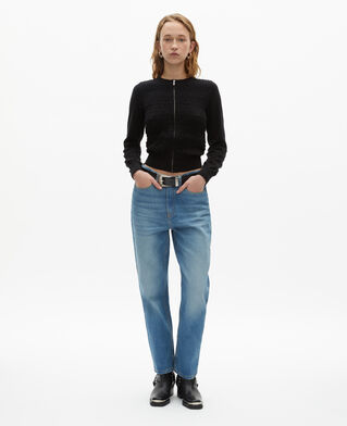 The Kooples WOMEN BLACK black zipped cotton cardigan