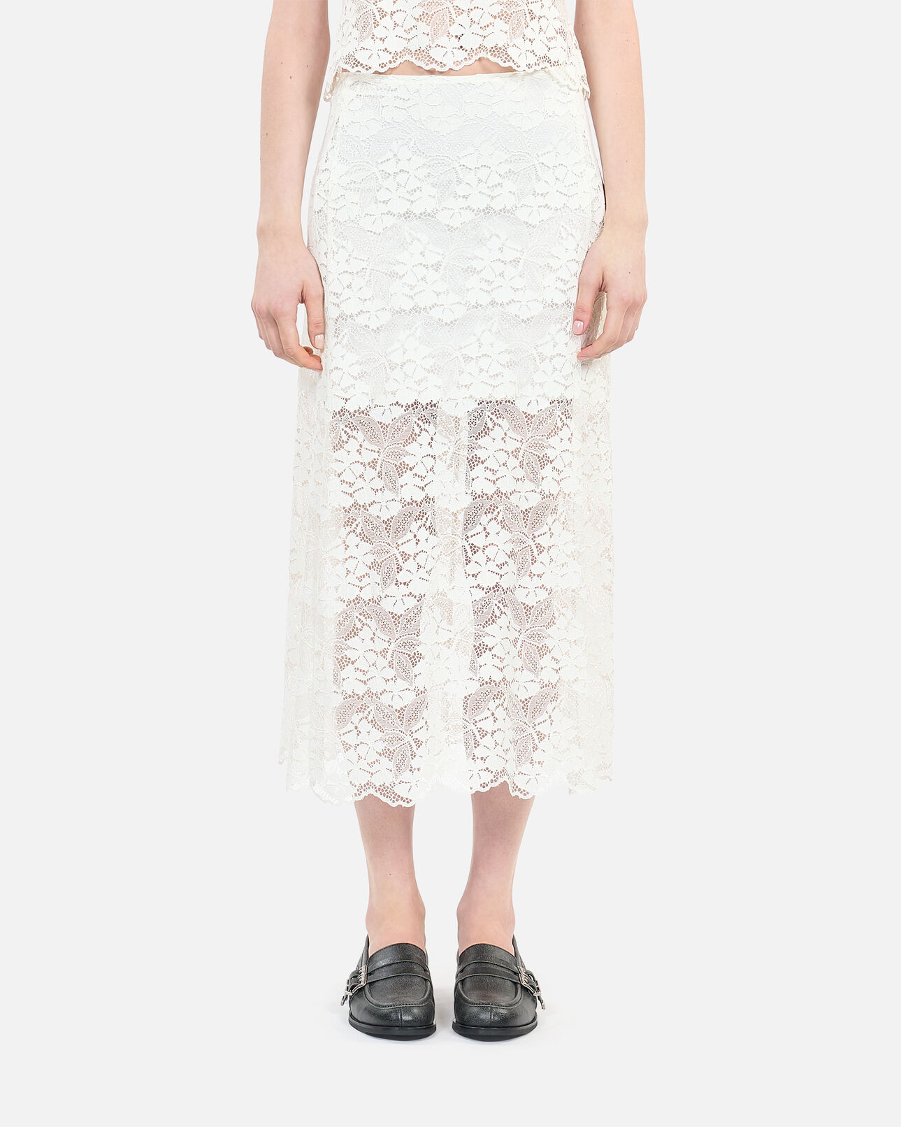 The Kooples FEMME ECRU jupe longue en dentelle écrue