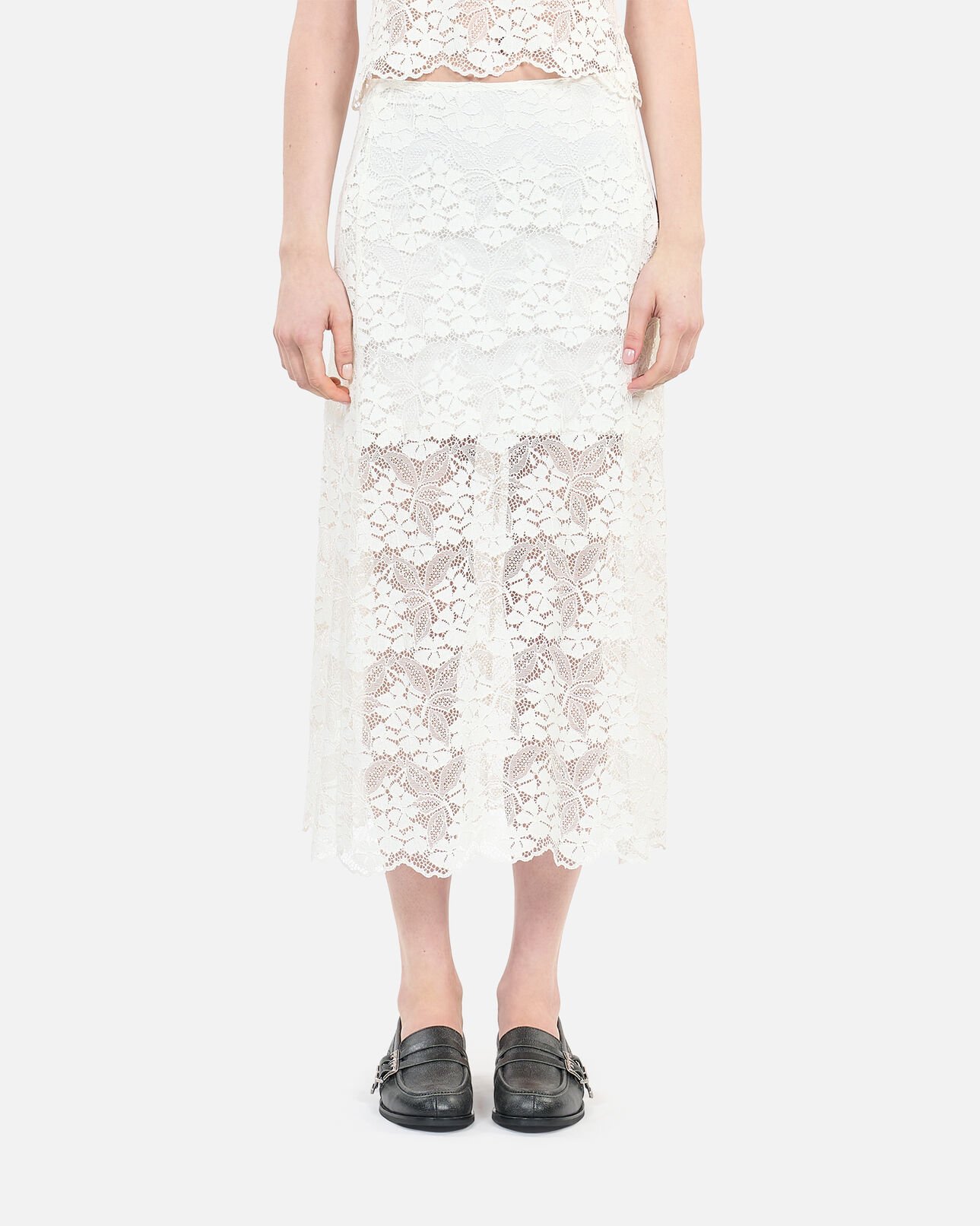 The Kooples FEMME ECRU jupe longue en dentelle écrue