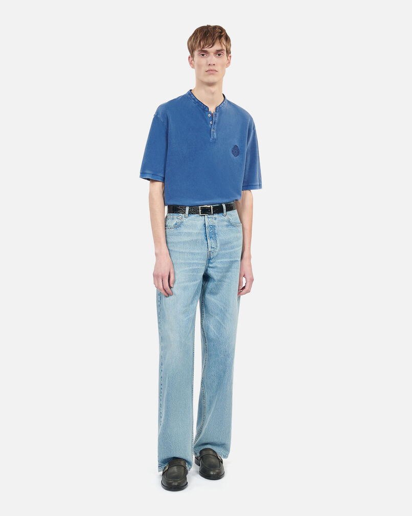 The Kooples MEN BLUE BRUT blue piqué cotton polo t-shirt