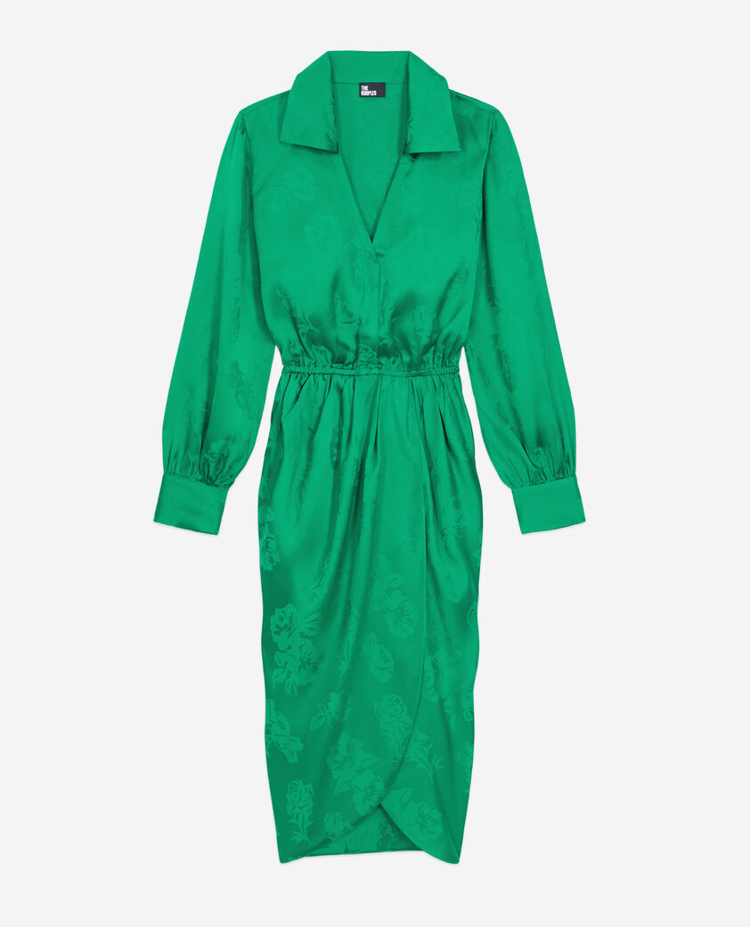 The Kooples FEMME GREEN robe verte mi-longue à fleurs