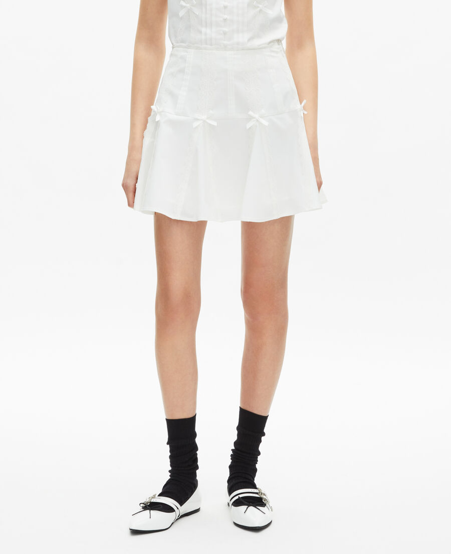 The Kooples DAMEN ECRU kurzer rock mit schleifendetails ecru