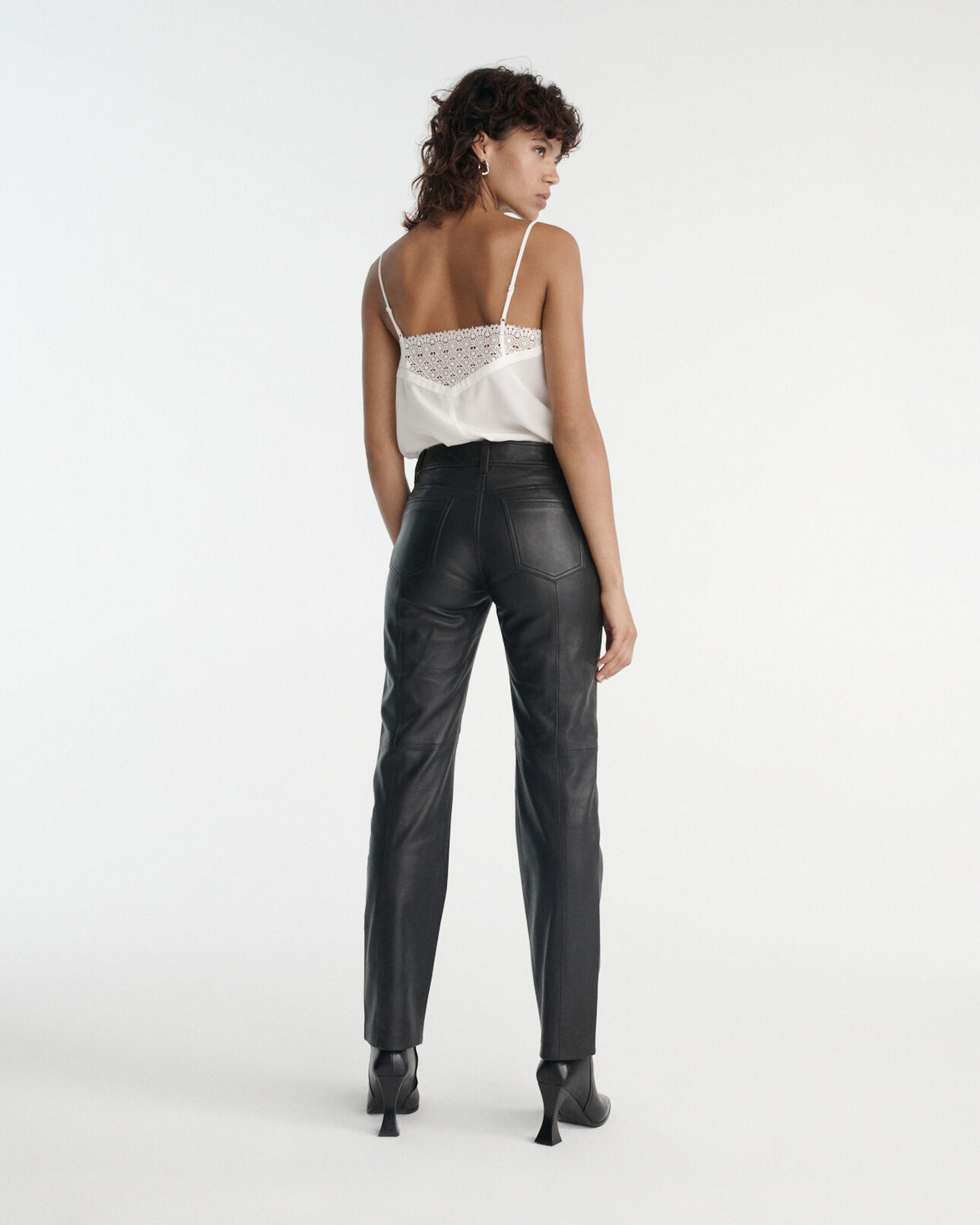 The Kooples WOMEN ECRU ecru silk camisole with v-neck and lace back