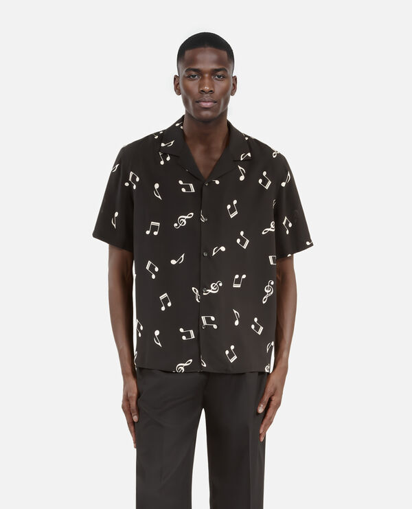 The Kooples HOMME BLACK WHITE chemise manches courtes imprimé musique