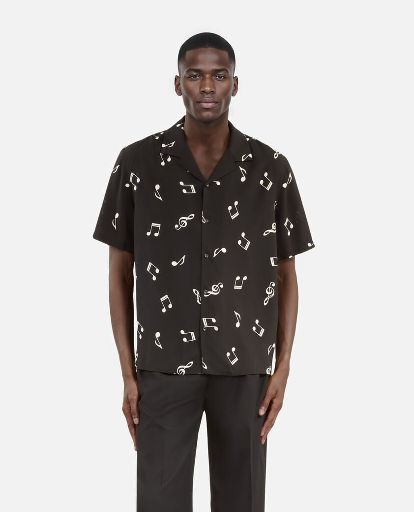 The Kooples MEN BLACK WHITE music print short sleeve shirt