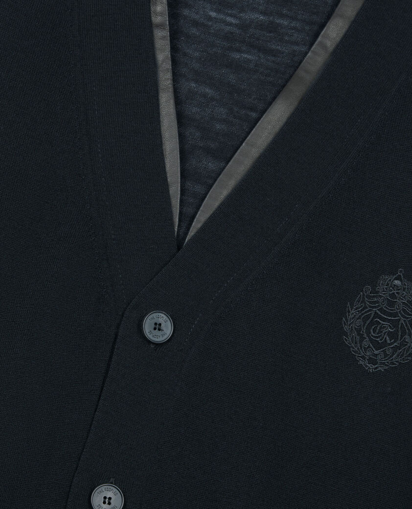 The Kooples MEN BLACK black merino wool cardigan 