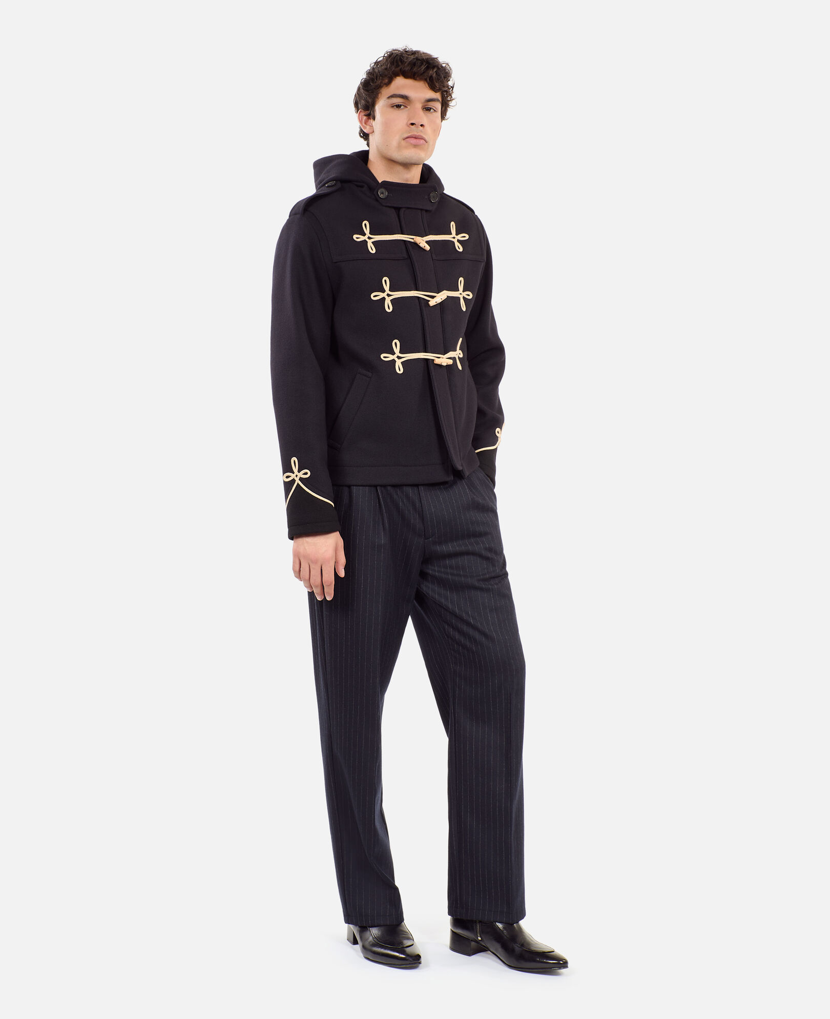 The Kooples HOMME DARK NAVY caban court à capuche bleu marine
