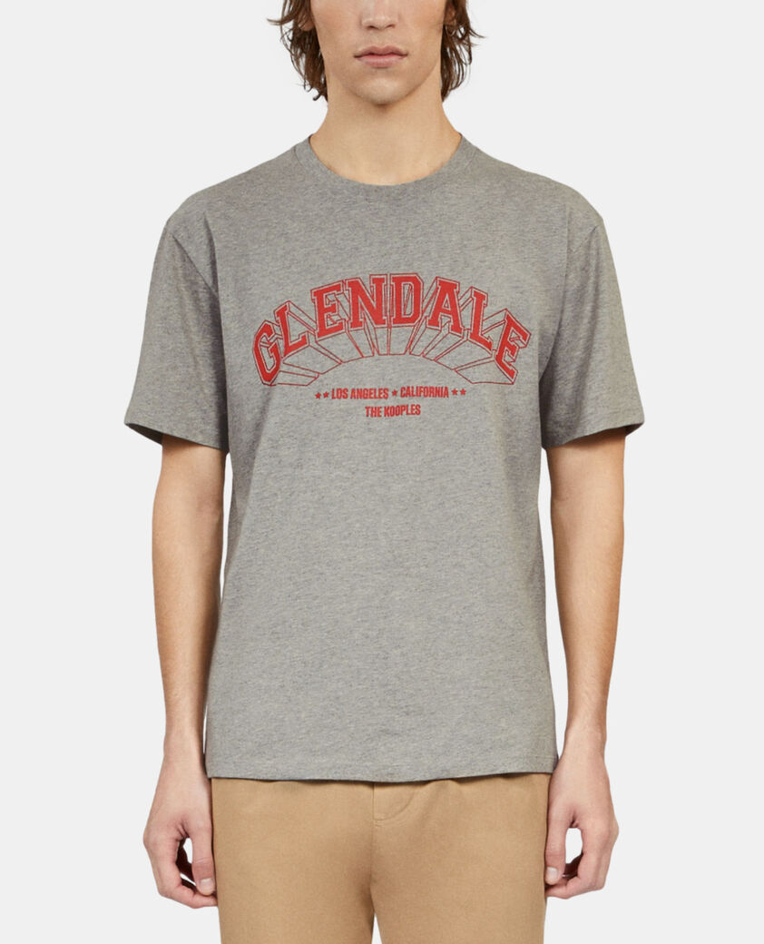 The Kooples HOMME ARDOISE_1 t-shirt avec s&eacute;rigraphie gris