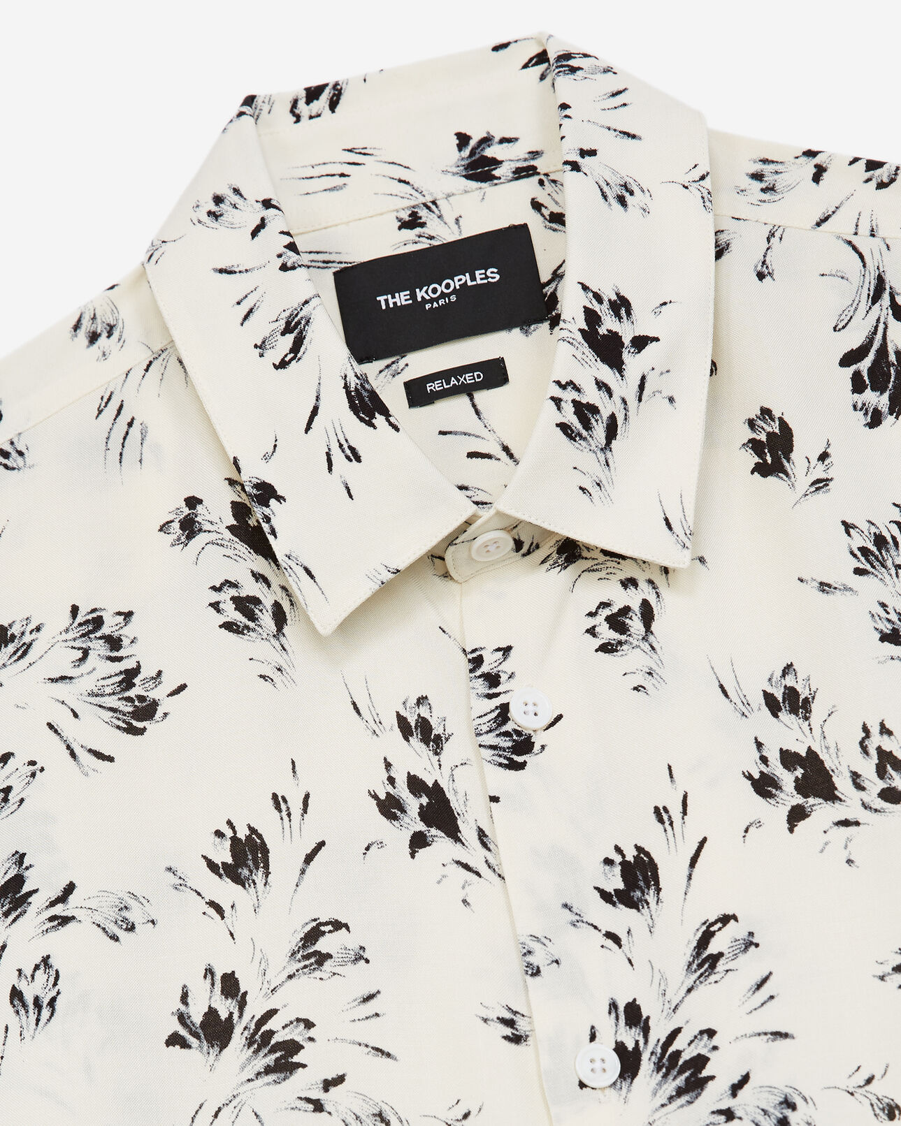 The Kooples MEN OFF WHITE / BLACK flowing black and ecru floral shirt