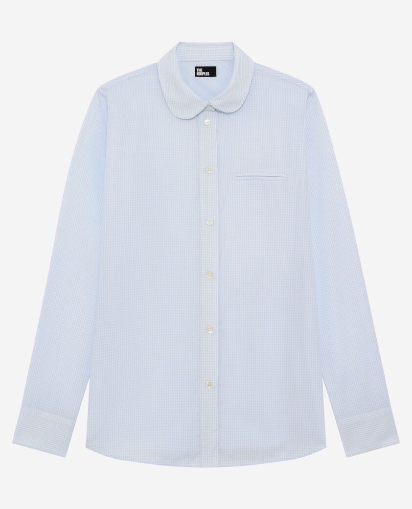 The Kooples WOMEN BLUE WHITE light blue micro check shirt