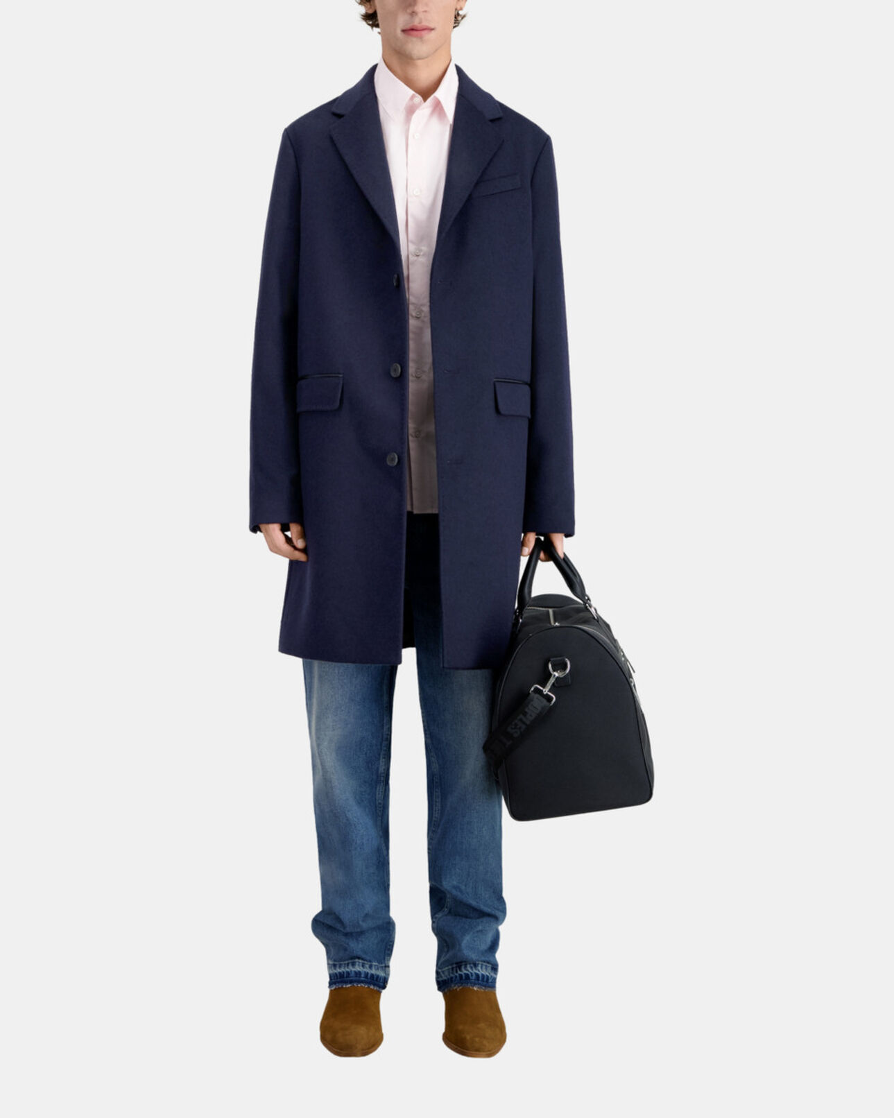 The Kooples MEN DARK NAVY long navy blue cashmere coat