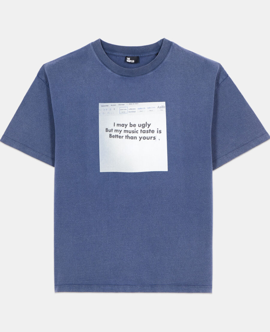 The Kooples HERREN DARK BLUE blaues t-shirt mit siebdruck