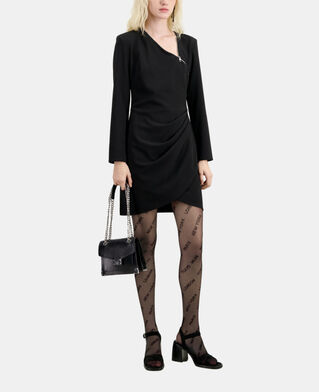 The Kooples WOMEN BLACK short black crepe dress with zipper