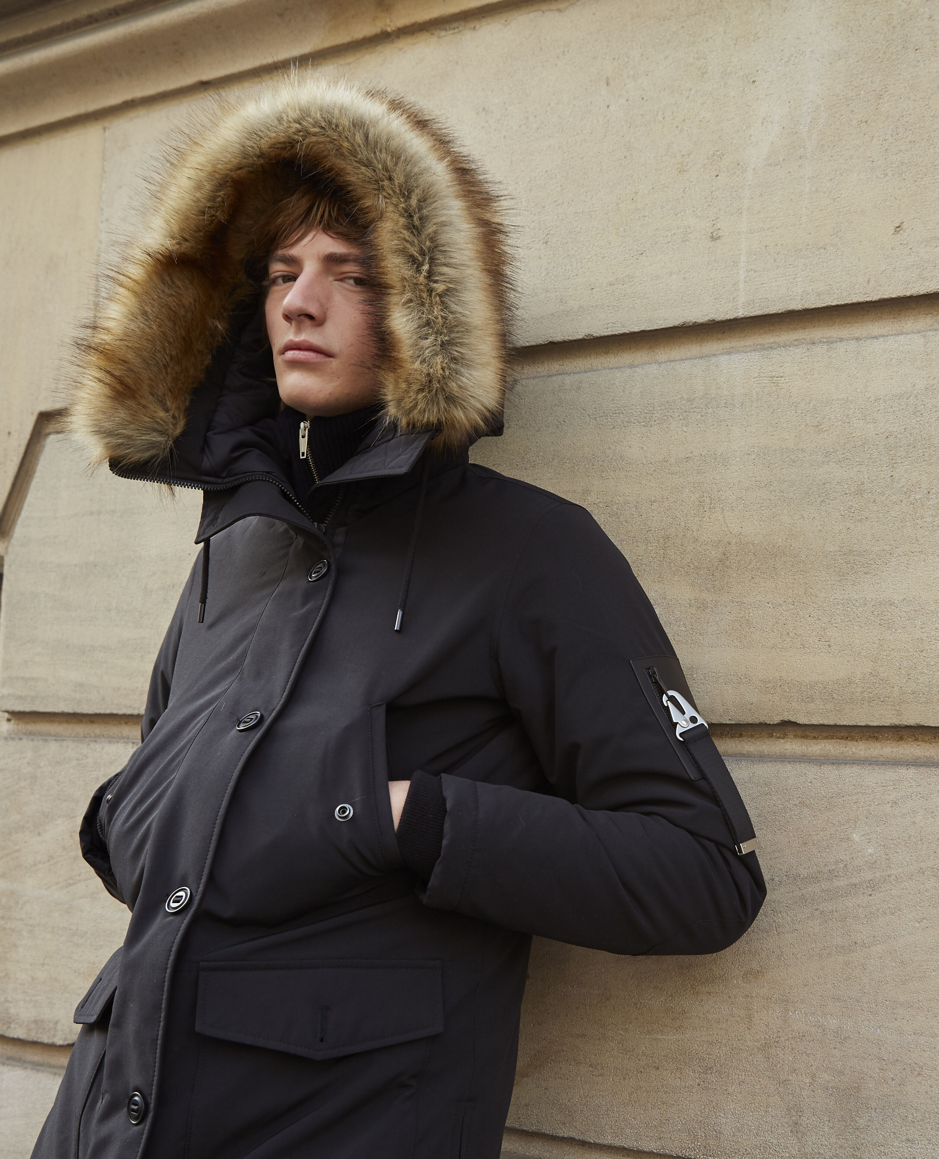 The kooples parka with fur hood hotsell