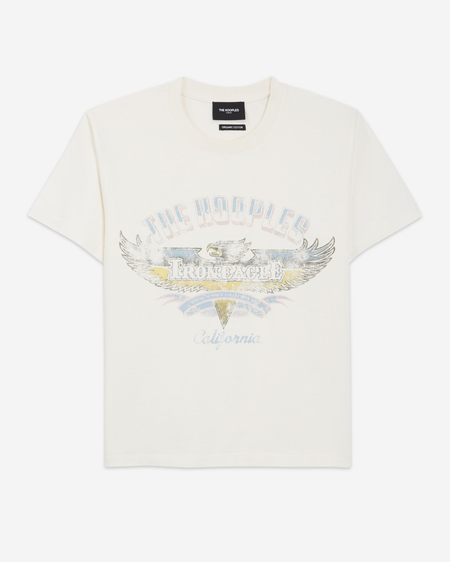 T-shirt écru coton imprimé aigle, ECRU, hi-res image number null