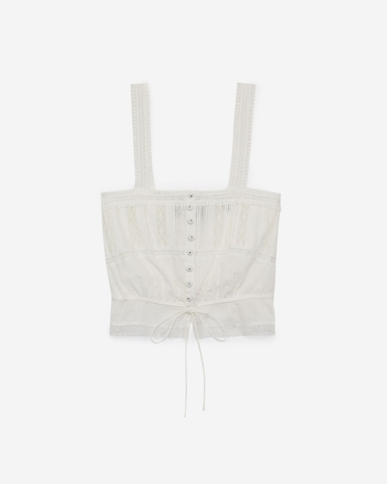 The Kooples FEMME ECRU top écru coton à détails brodés