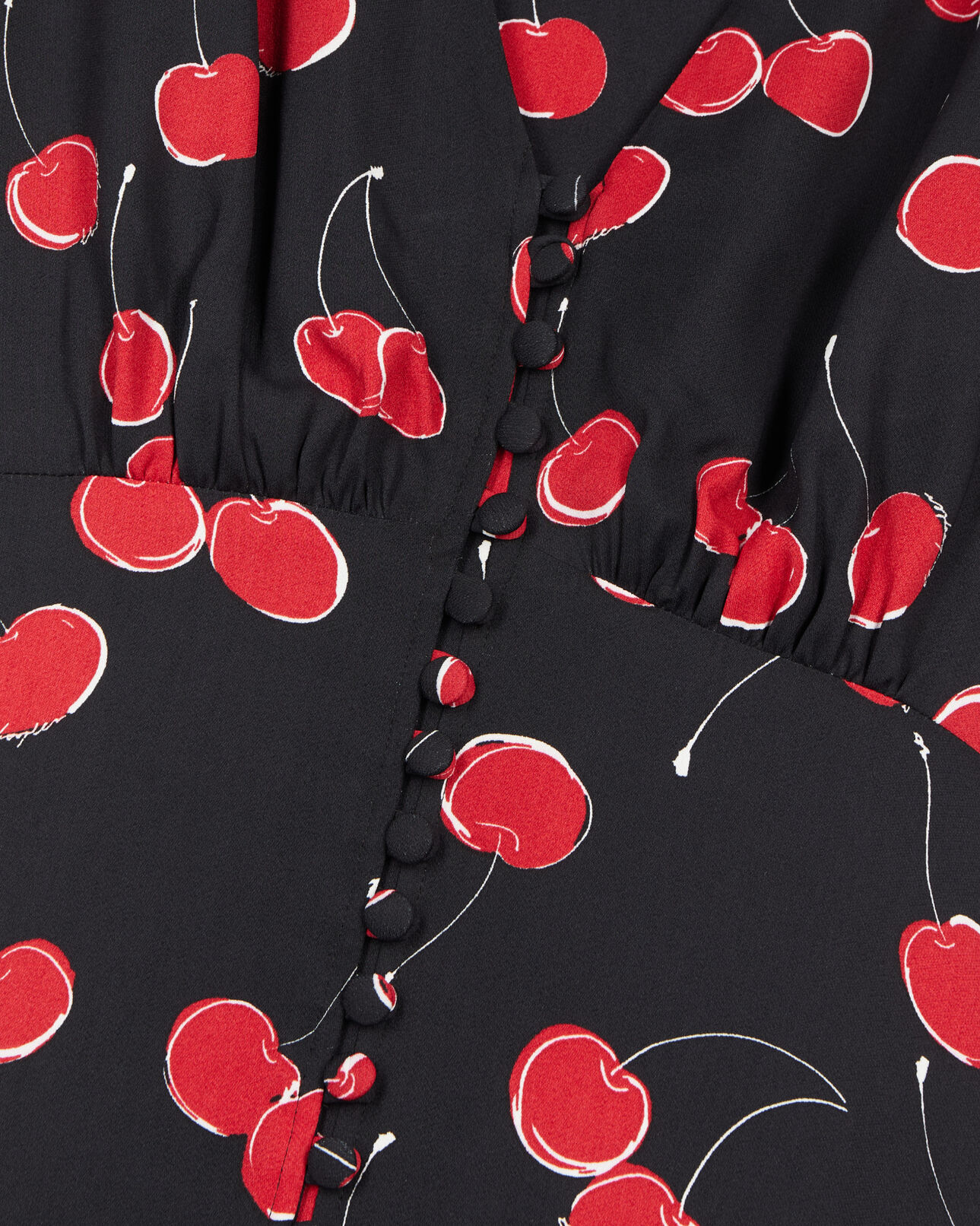 The Kooples WOMEN BLACK - RED printed long dress with buttoning