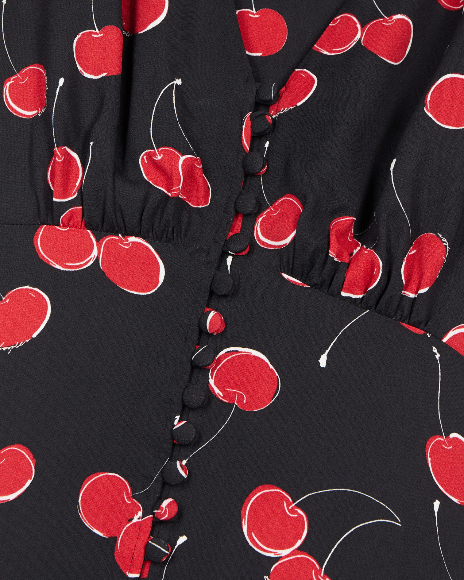 Printed long dress with buttoning, BLACK - RED, hi-res image number null
