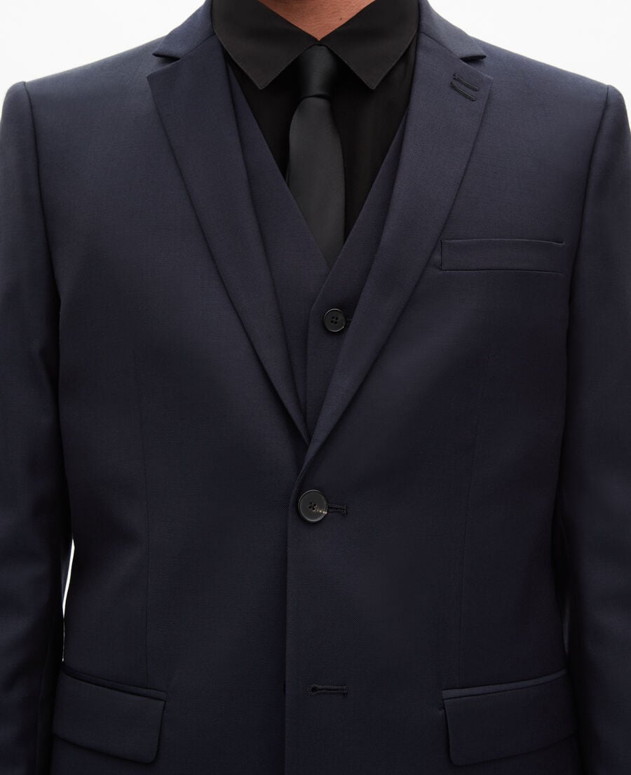 The Kooples MEN DARK NAVY straight-cut suit jacket in blue wool