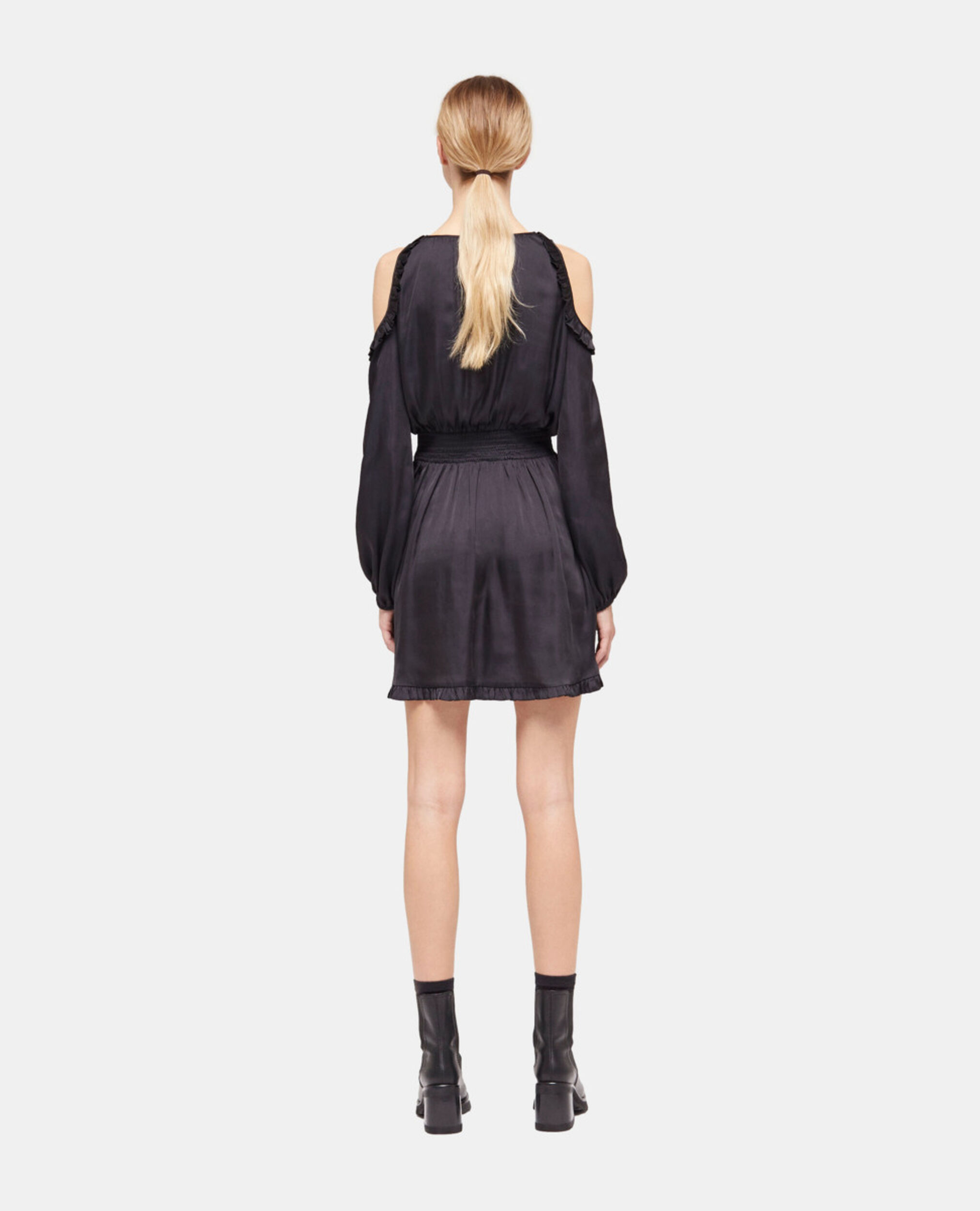Short black frilly dress, BLACK, hi-res image number null