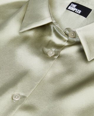 The Kooples FEMME KAKI GREY chemise en soie satin vert clair