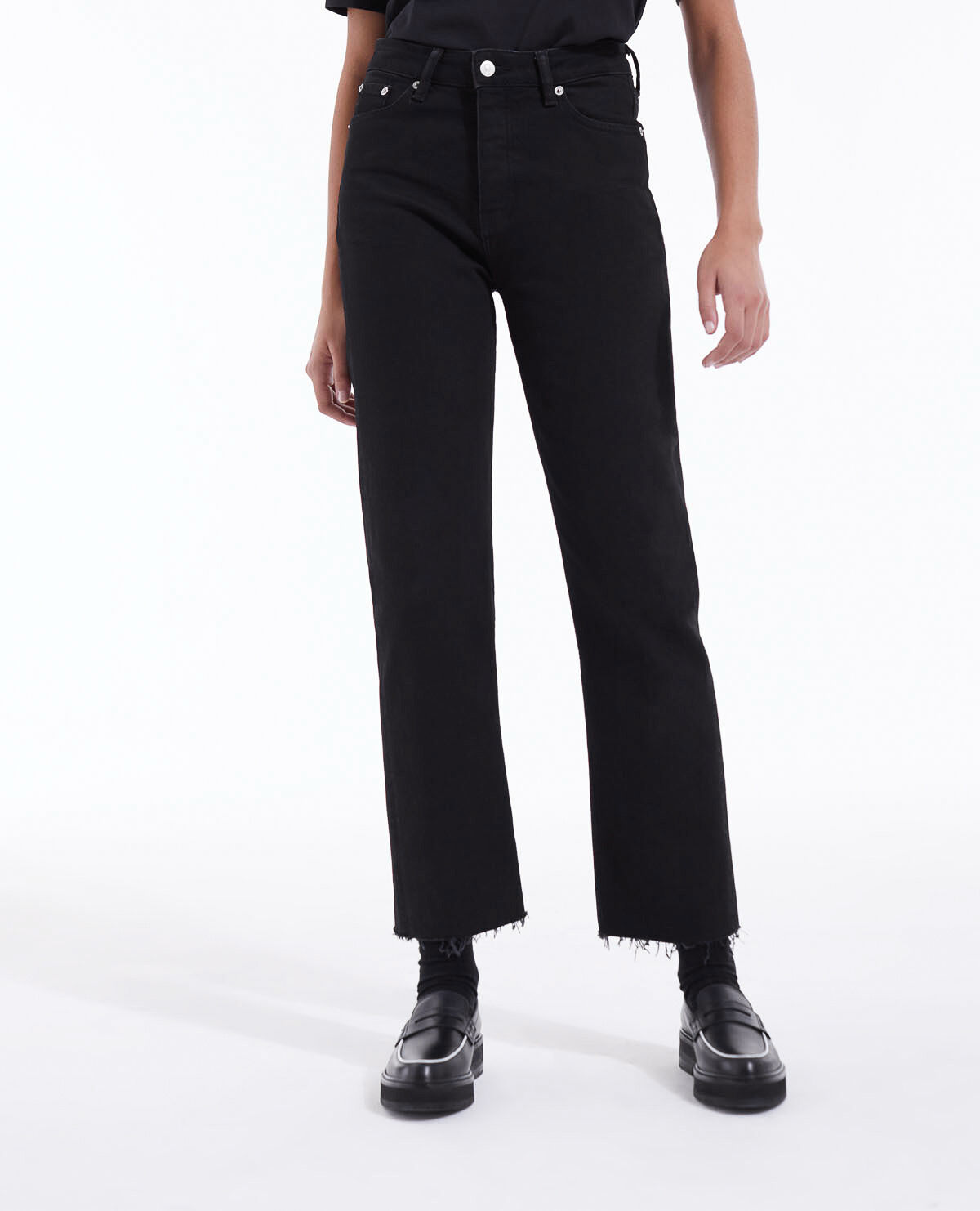 Frayed ankle black cheap jeans