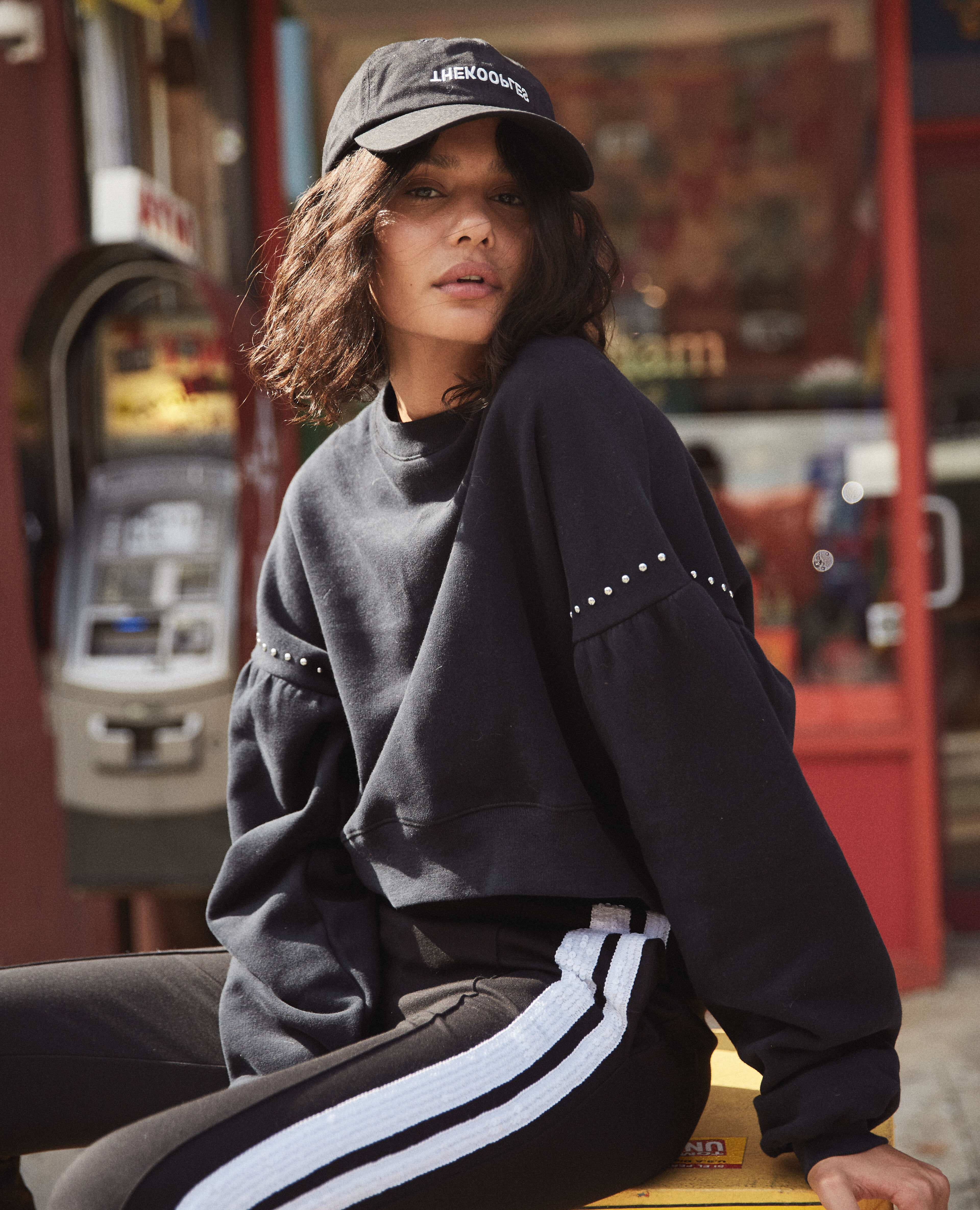 Black fuzzy shop sweatshirt