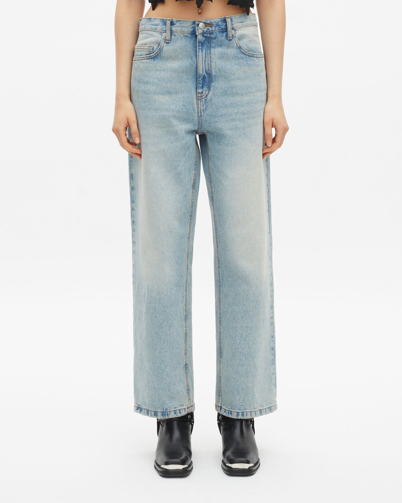 The Kooples WOMEN BLUE BLEACHED / NAVY light blue boyfriend jeans