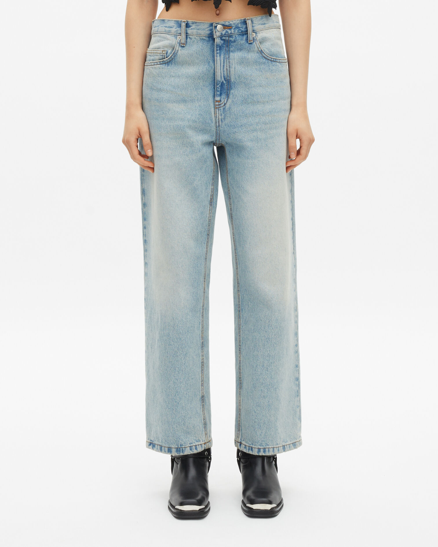 Light blue boyfriend jeans, BLUE BLEACHED / NAVY, hi-res image number null