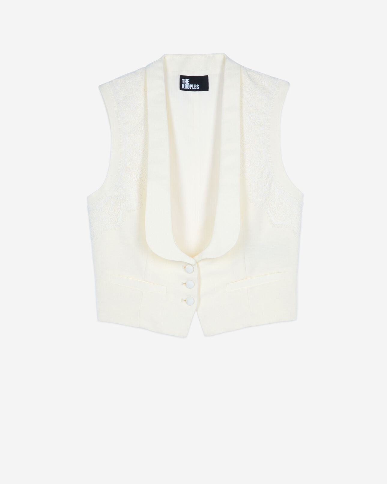 The Kooples FEMME ECRU gilet avec dentelle écru