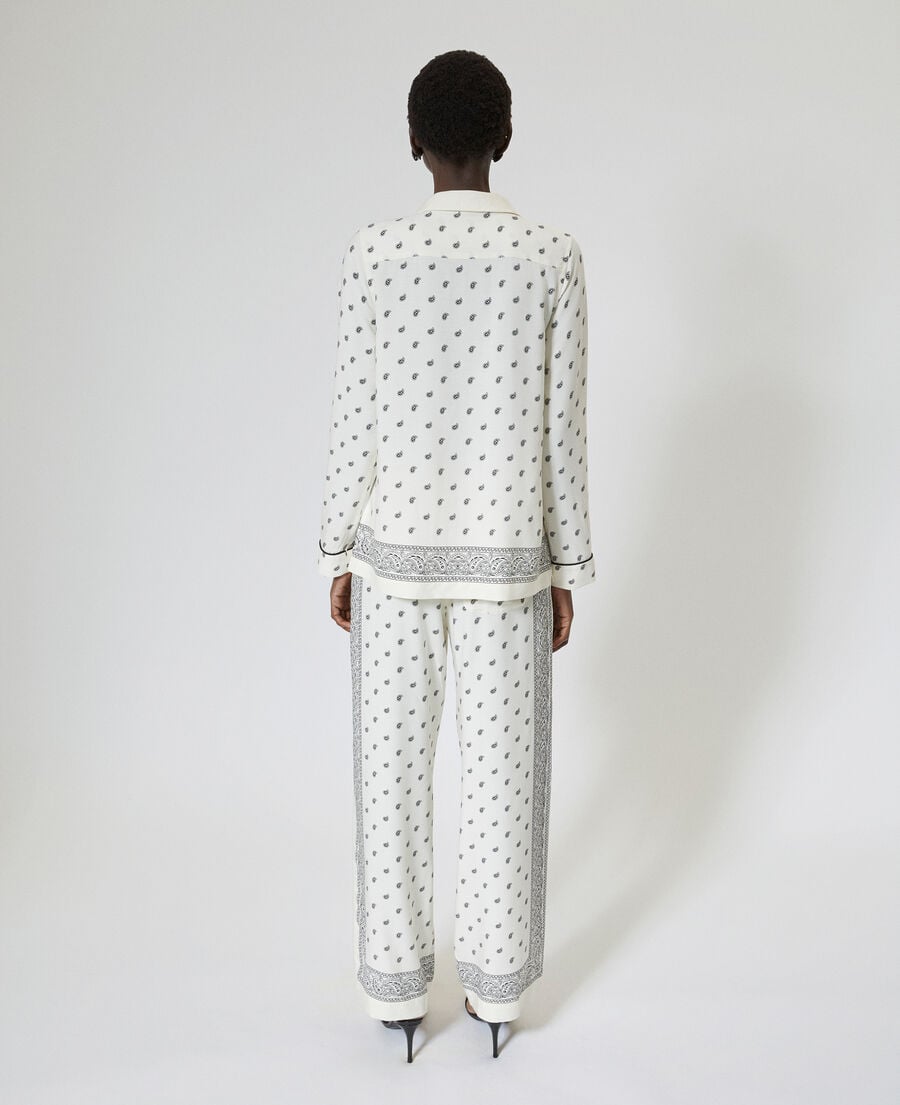 The Kooples F WHITE / BLACK ecru bandana shirt