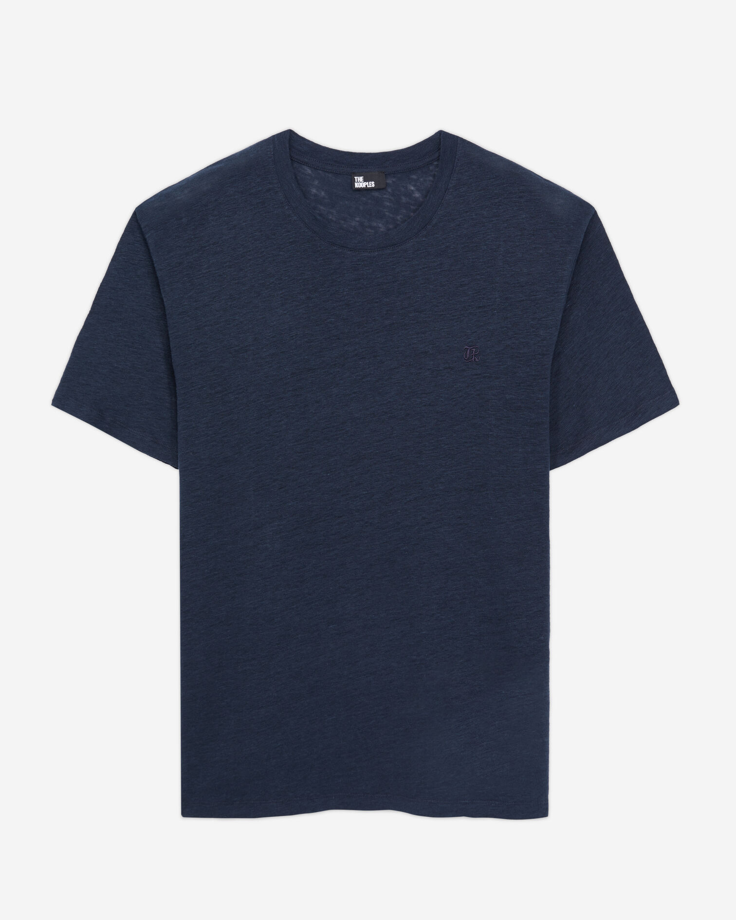 Men's navy blue linen t-shirt with blazon, NAVY, hi-res image number null