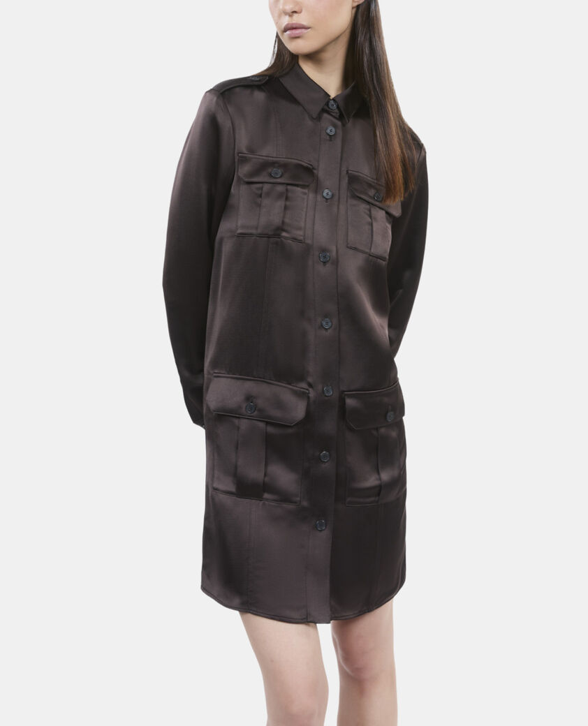 The Kooples WOMEN BROWN short brown safari dress