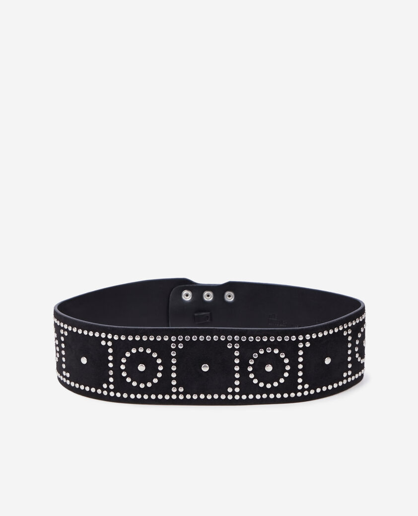 The Kooples FEMME BLACK ceinture large en cuir noir avec clous 