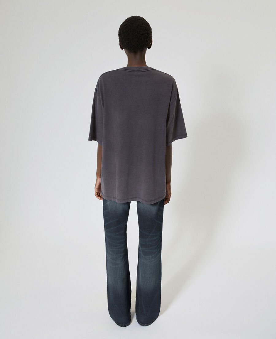 The Kooples F BLACK WASHED oversized t-shirt with faded black screen print