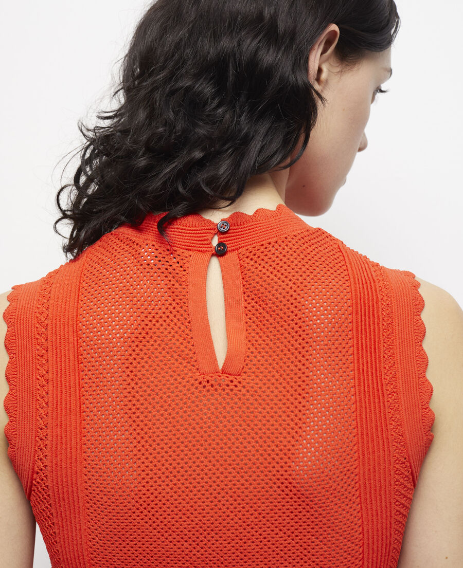 orange short knit top